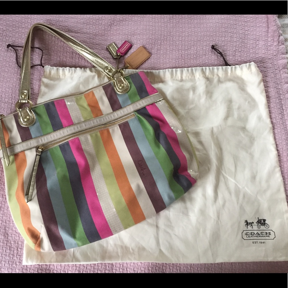 Coach poppy summer stripe bag